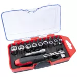 23 Piece offset ratchet handle, bit and socket set