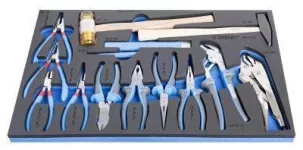 Set of BI pliers and hammer in SOS tool tray 14 pcs