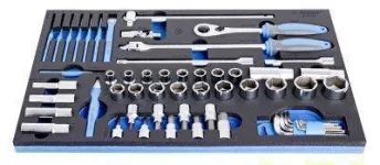 Wrenches In Sos Tool Tray 57 Pcs Set Of Socket Amtech
