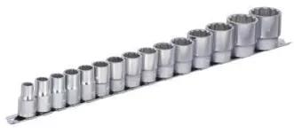 Socket set 1/2" on rail 15 pcs