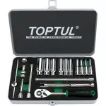 Socket Set Of 18pcs (sae) Toptul 1/4 Dr. 12pt