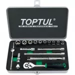 TopTul 1/4 DR. 12PT Socket Set Of 18Pcs (SAE)