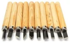 10pcs Set High Carbon Steel Wood Carving Chisel Set With Wooden Handle