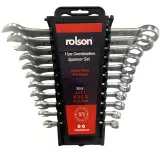 Combi Spanner Set CRV on Rack 11pc Rolson
