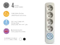 ELIOS PREMIO 4 Schuko Socket Outlets, White