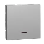 32A double pole one way with lamp - Aluminium