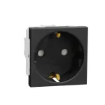 German Socket 2P+E 16A shuttered screw - Black