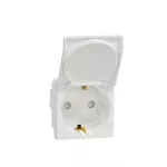 German Socket 2P+E with lid shutt screw - white