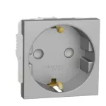 German Socket 2P+E 16A shuttered screw - Aluminium