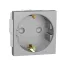German Socket 2P+E 16A shuttered screw - Aluminium