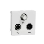 TV/FM/SAT, individual, 2 modules (1 cable) - white