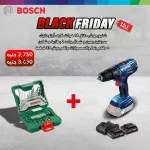 Bosch Cordless Impact Drill 18v with 2 batteries 2.0Ah and 33 Pieces Mixed Screws Bits