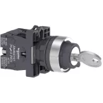 Key Selector Switch - Ø22 - 3 Positions - Stay Put - 2NO