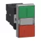 Illuminated Double-headed Push-button, Easy Harmony XA2, Plastic, 22mm, 1 Green Flush I + 1 Light + 1 Red Flush O, 24V AC/DC, 1NO + 1NC