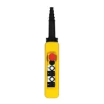 Pendant Control Station, Plastic, Yellow, 4 Push Buttons, 1 Emergency Stop