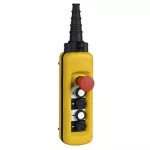 Pendant Control Station, Plastic, Yellow, 4 Push Buttons, 1 Emergency Stop