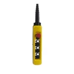 Pendant Control Station, Plastic, Yellow, 6 Push Buttons, 1 Emergency Stop