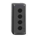 Empty Control Station, Plastic, Dark Grey Lid, Light Grey Base, 4 Cut-out