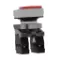 Double-headed Push Button, Metal, Ø22, 1 Green Flush Marked I + 1 Red Projecting Marked O, 1 NO + 1 NC