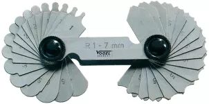 Radius Gauges for testing of raised and recessed curves Gauge 1 - 7mm concave - convex, 34 Blades