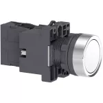 Complete Illuminated Push Button, Easy Harmony XA2, Plastic, Flush, White, 22mm, Spring Return, 24V ...