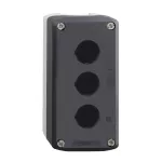 Empty Control Station, Plastic, Dark Grey Lid, Light Grey Base, 3 Cut-out