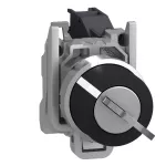 Key Switch Selector, Metal, Black, Ø22, Key N°455, 2 Positions, Stay Put, 1 NO
