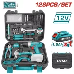 TOTAL SET CORDLESS DRILL Li-ion 12V 128PCS