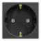 German Socket 2P+E 16A shuttered screw - Black