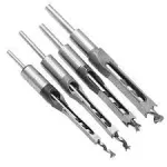Square Hole Drill Bits For Wood, Woodworking Hole Saw Mortising Chisel Drill Bits 4 Pcs (Size: 1/4“,...