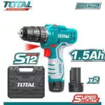 TOTAL Lithium-ion Cordless Drill 12v 2 Batteries And Charger TDLI12208