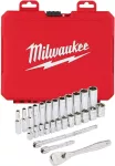 Milwaukee 1/4in Ratcheting Socket Set Metric, 28 Piece, Red