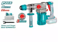 TOTAL brushless Rotary Hammer 20V 28 mm without battery and charger (TRHLI20288)