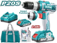 TOTAL Lithium-Ion Impact Drill 20V 2 batteries and charger