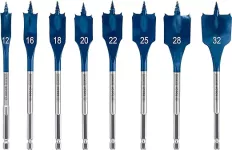 BOSCH Flat Wood Drill Bit Set 12/16/18/20/22/25/28/32 Mm 8-pc