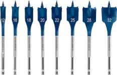 BOSCH Flat Wood Drill Bit Set 12/16/18/20/22/25/28/32 Mm 8-pc