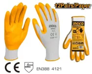 INGCO HGNG01 Anti-Slip Nitrile Work Gloves, Size, Multi Color, XL