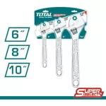 TOTAL 3 Pcs Adjustable Wrench Set 6"-8"-10"