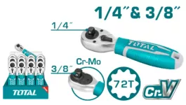 TOTAL 1/4"&3/8" Stubby Ratchet Handle