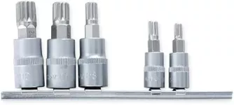 SOCKET BIT 5PCS, SPLINE, 1/4": 5, 6MM, 3/8": 8, 10, 12MM, S2 BIT YATO