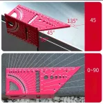 Woodworking 3D Mitre Angle Square Ruler 45 Degree/90 Degree T-type Aluminm Allo Carpenter Measuring ...