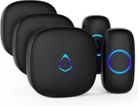 Wireless Doorbell SECRUI ( Color Black 2 Push Buttons + 3 Plug in Receivers, 300meters 58 Doorbell ...