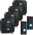 Wireless Doorbell COTINSE ( Color Black 2 Push Buttons + 4 Plug in Receivers, 400 meter 58 Doorbell ...