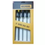 5PC 8" STEEL FILE HALF ROUND,HAND,TRIANGLE,SQUARE,ROUND WITH HANDLE G,IN COLOR BOX WISEMANN