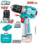 شنيور برشليس ظرف معدن 13 مم ٦٠ نيوتن ١٦ فولت ٢ بطاريه و شاحن توتال