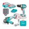Total Cordless Combo Kit 20v Impact Drill 66Nm + Angle Grinder 115mm With 1 Battery 4Ah, 1 Battery 2Ah And Charger