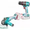 Total Cordless Combo Kit 20v Impact Drill 66Nm + Angle Grinder 115mm With 1 Battery 4Ah, 1 Battery 2Ah And Charger