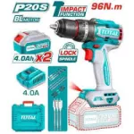 TOTAL Compact Brushless Cordless Impact Drill 20V/ 4Ah/ 96Nm