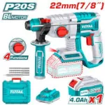 Total Brushless Rotary Hammer 22mm 20v With One Battery 4Ah And Charger