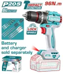 TOTAL Compact Brushless Cordless Impact Drill 20V/96Nm Without Battery And Charger